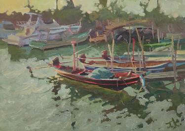 Original Boat Paintings by Yulia Sushkova