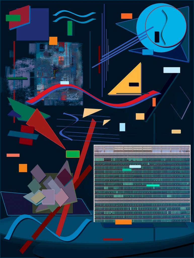 Original Abstract Digital by Roxana Gheorghe | Abstract Art on Paper | The City at Night