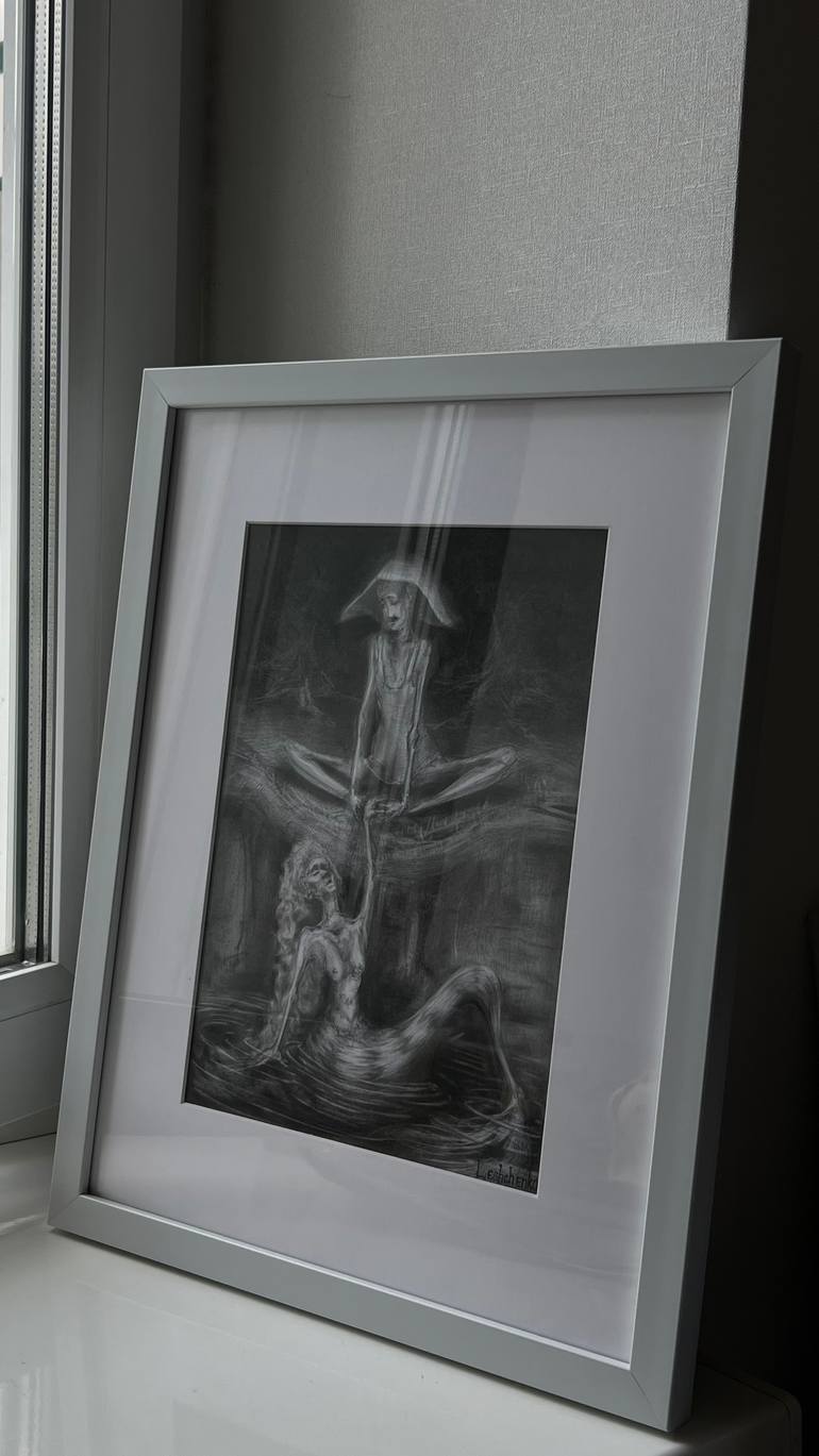 Original Folk Love Drawing by Anastasiia Leshchenko