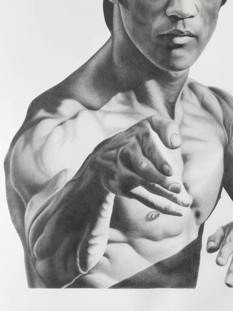 Original Black & White Body Drawing by Dawid Dragan