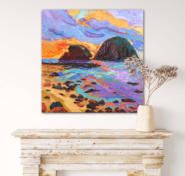 Original Impressionism Seascape Painting by Thi Xuan Thao Le