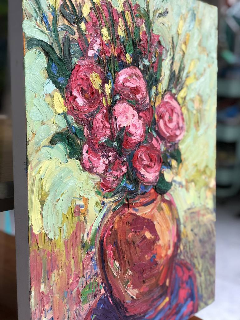 Original Abstract Expressionism Floral Painting by Thi Xuan Thao Le
