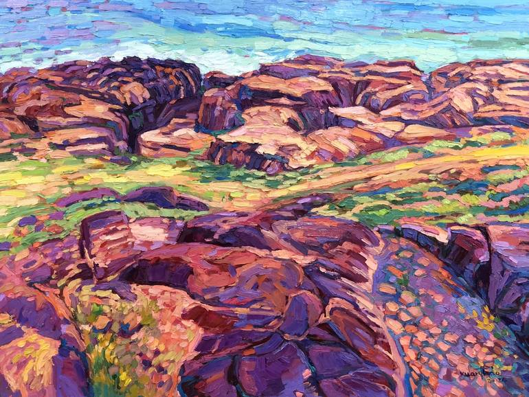 Original Abstract Expressionism Beach Paintings by Thi Xuan Thao Le
