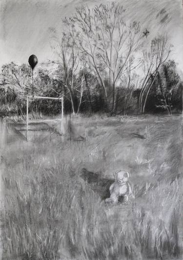 Original Surrealism Landscape Drawing by Bogna Woskowicz