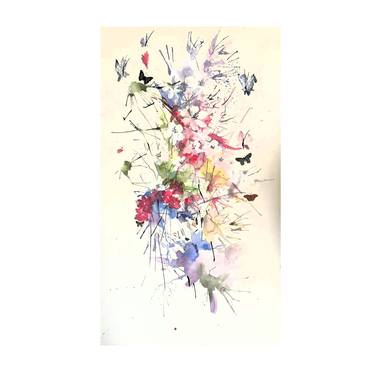 Original Abstract Floral Mixed Media by Jaden Park