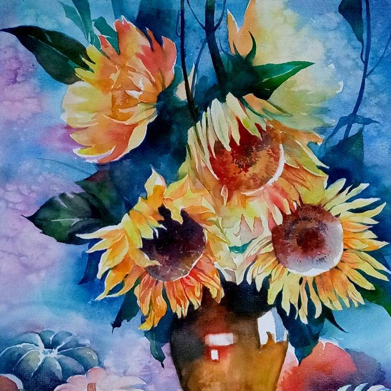 Original Contemporary Floral Painting by Daria Riabinina