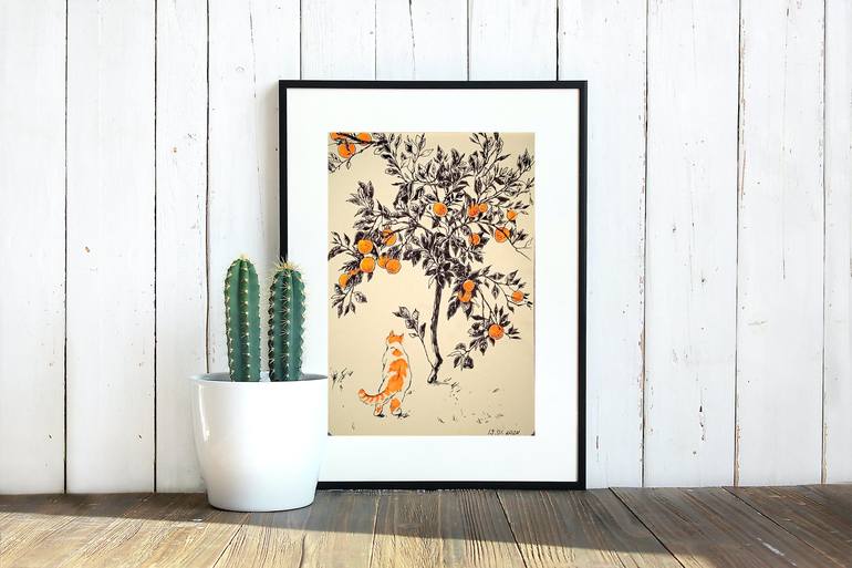 Original Contemporary Cats Drawing by Daria Riabinina