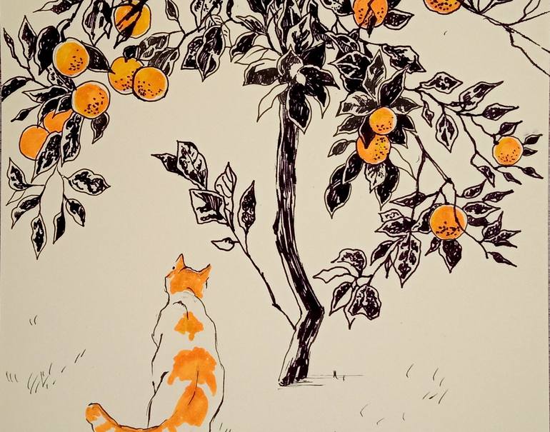 Original Contemporary Cats Drawing by Daria Riabinina