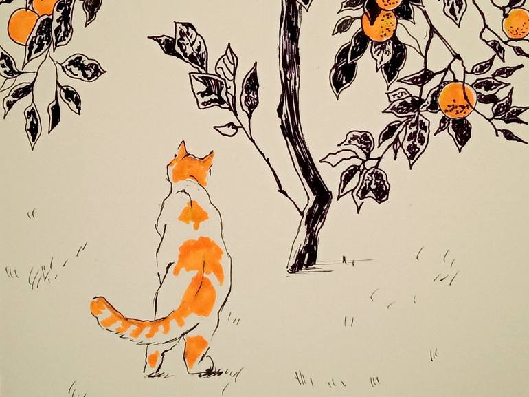 Original Contemporary Cats Drawing by Daria Riabinina