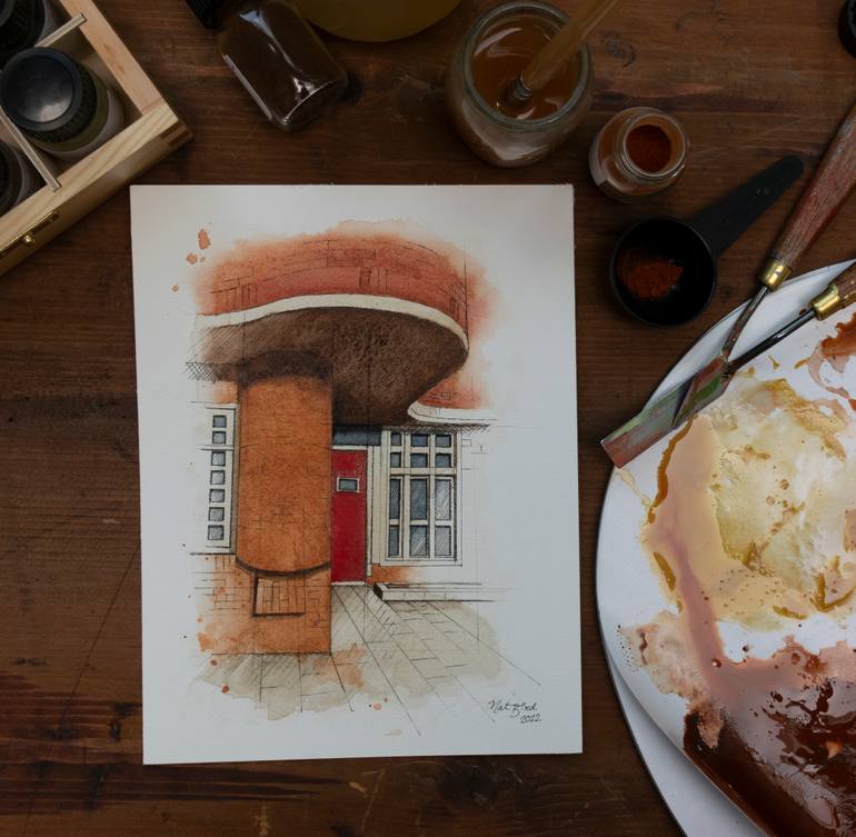 Original Illustration Architecture Painting by Natalie Burke