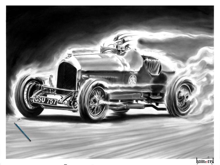 Original Black & White Car Drawing by Syed Hamzauddin