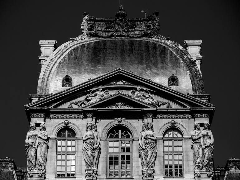 Original Architecture Photography by Kristina Nagalina | Black & White Art on Paper | Louvre. Limited Edition, Black and White. Paris, France.