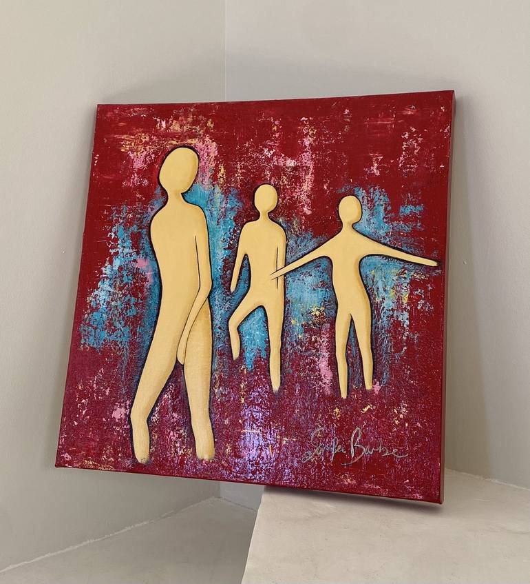 Original Abstract People Painting by Samfa Barbe