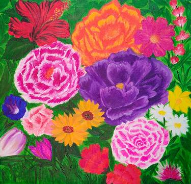 Floral Acrylic Painting on Canvas by Artyst__y thumb