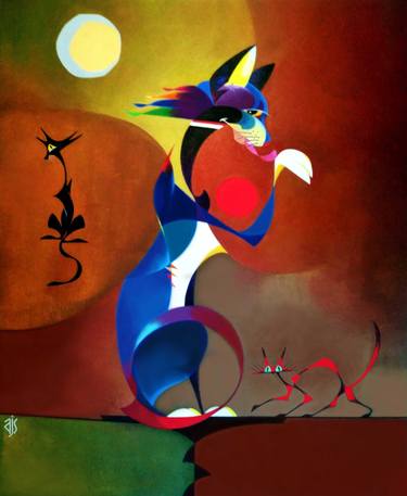 Print of Surrealism Cats Paintings by Alejandro Juan Salas