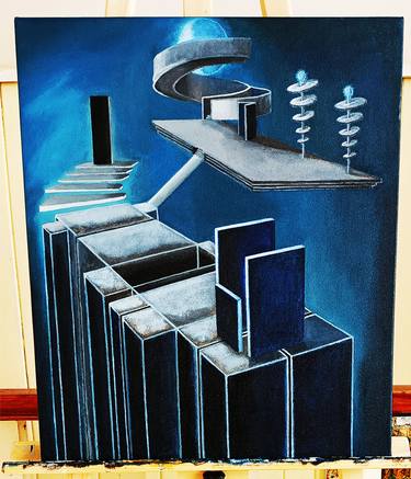 Original Futurism Abstract Paintings by Ignacio Sanzana