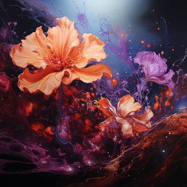 Print of Abstract Floral Digital by Sara S