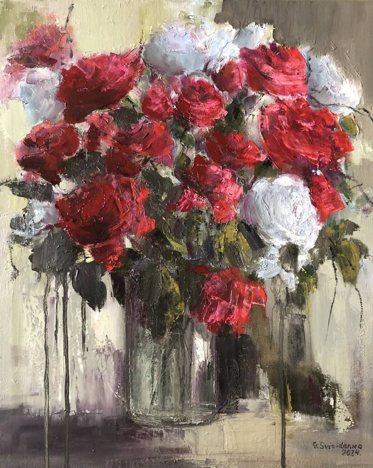 Red and white roses - Print