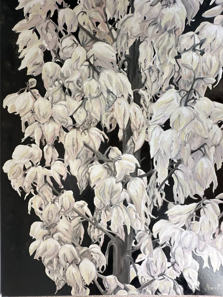 Original Black & White Botanic Painting by Maria Kuznetsova