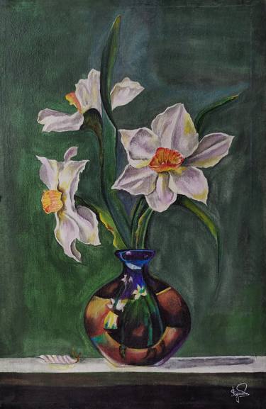 Original Fine Art Floral Paintings by Ayesha Tasneem