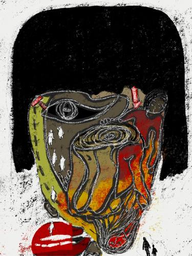 Original Abstract Portrait Printmaking by Nadia Aldea