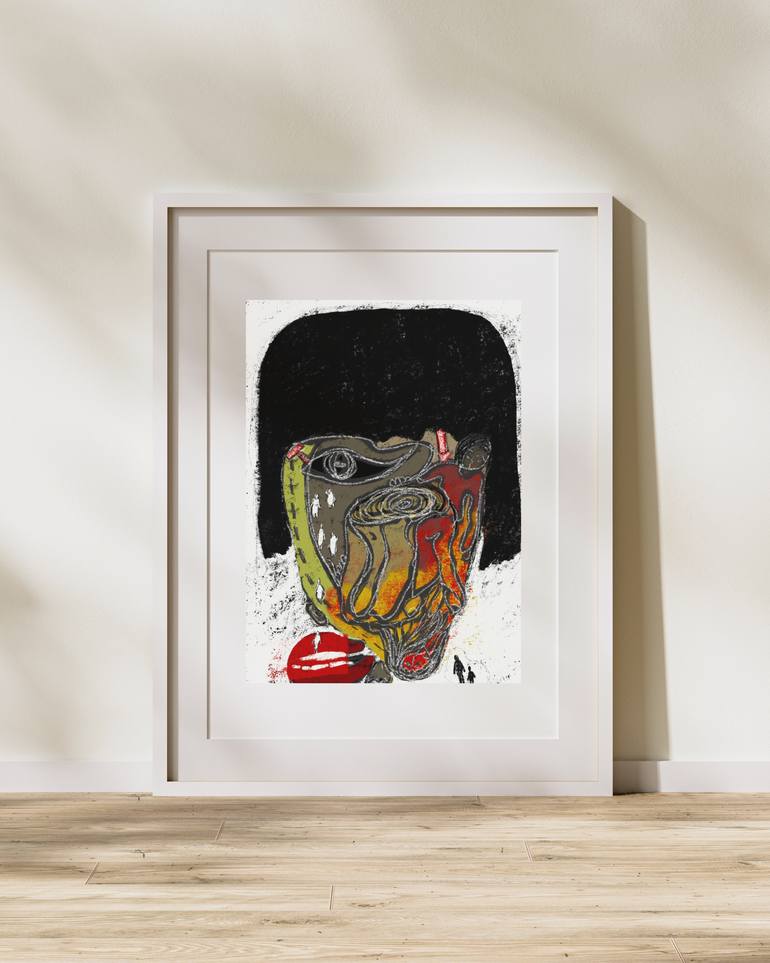 Original Abstract Portrait Printmaking by Nadia Aldea