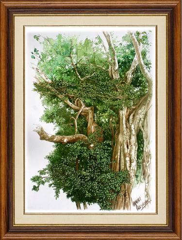 Print of Realism Nature Paintings by Gamini Abeykoon