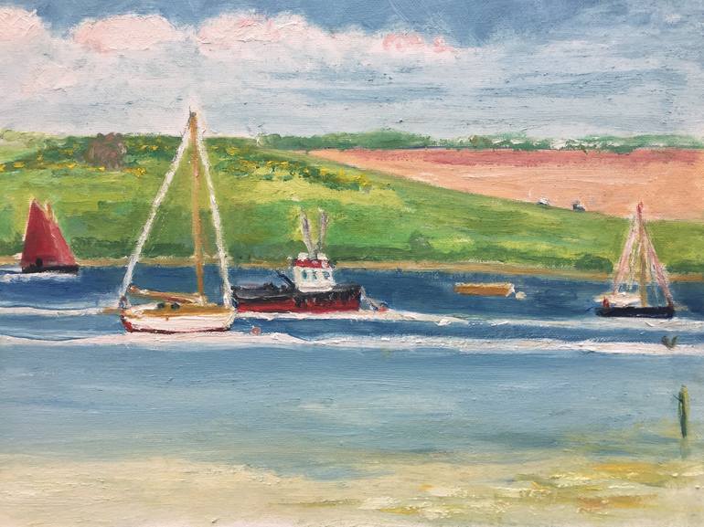 Original Impressionism Boat Painting by Stevie Coates