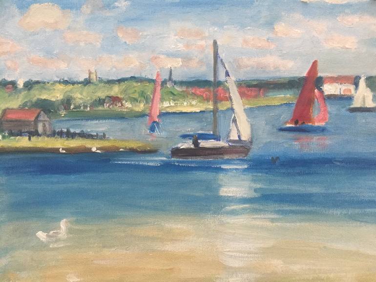 Original Impressionism Boat Painting by Stevie Coates