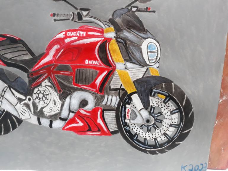 Original Motorbike Painting by Kenidy Santos Oliveira