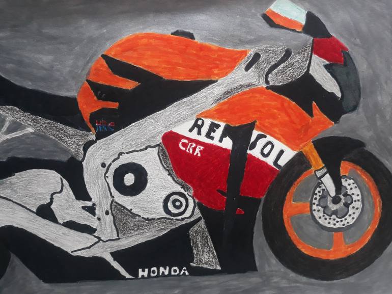 Original Motorcycle Drawing by Kenidy Santos Oliveira