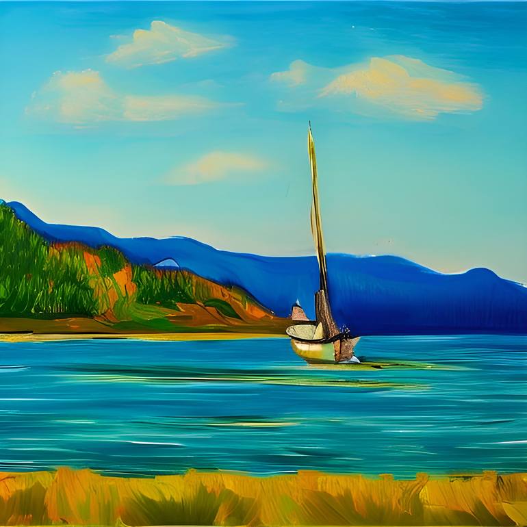 Original Abstract Expressionism Boat Painting by Tumaku baelah