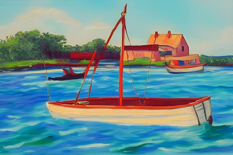 Print of Surrealism Boat Painting by Tumaku baelah