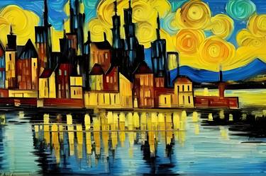 Print of Abstract Cities Paintings by Tumaku baelah