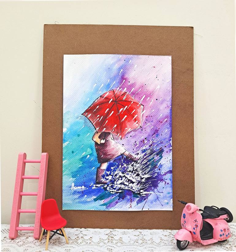 Original Abstract Expressionism Children Painting by Asma Nauman