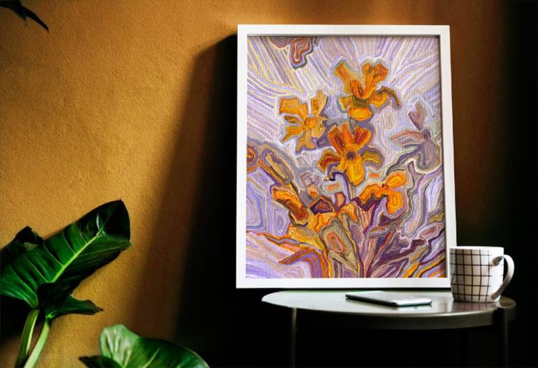 Original Contemporary Floral Painting by Oleksandra Malyshko