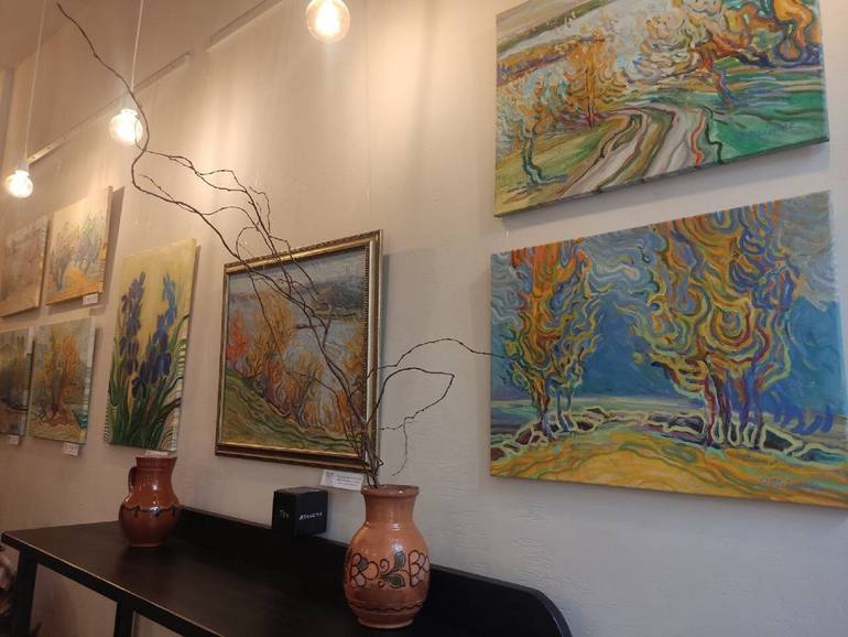 Original Art Deco Floral Painting by Oleksandra Malyshko