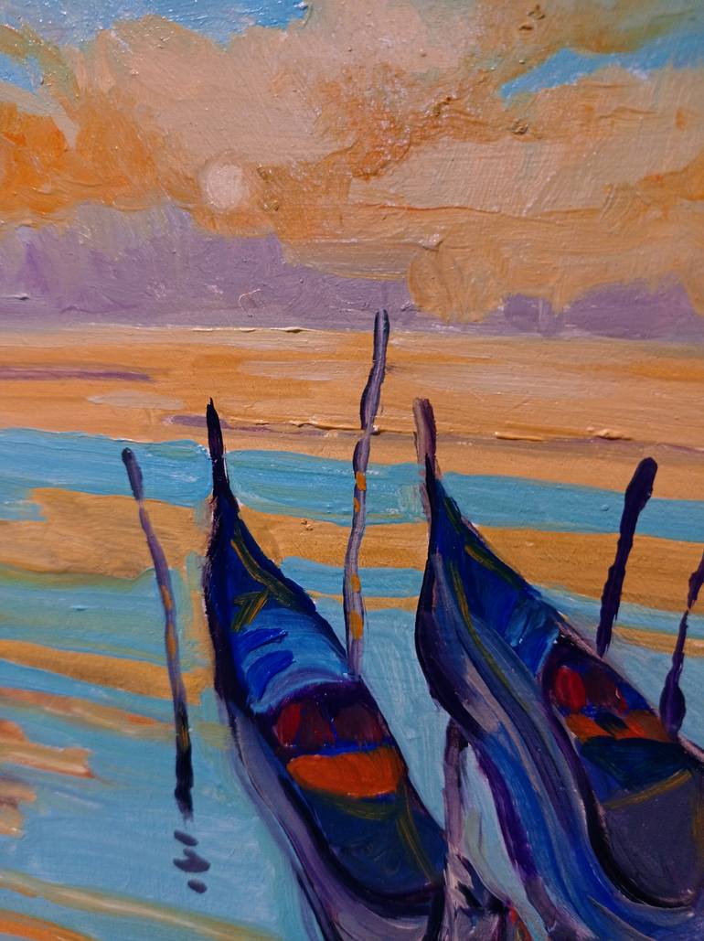 Original Contemporary Boat Painting by Oleksandra Malyshko