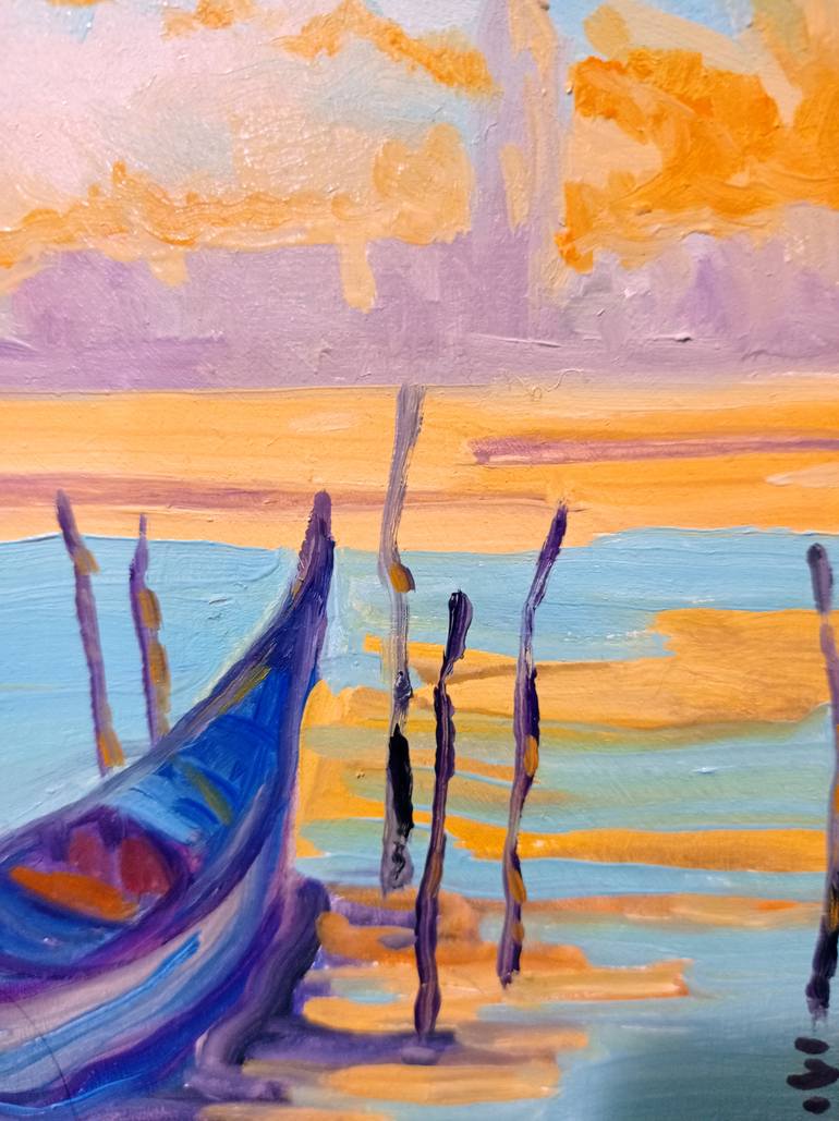 Original Contemporary Boat Painting by Oleksandra Malyshko