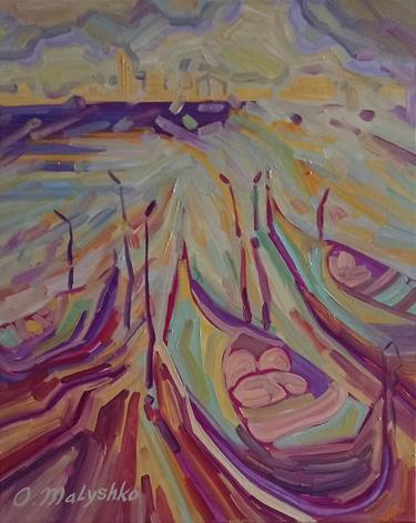 Original Impressionism Boat Paintings by Oleksandra Malyshko