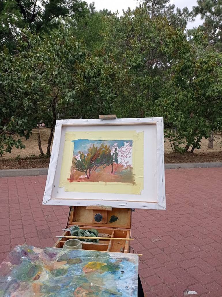 Original Expressionism Garden Painting by Oleksandra Malyshko