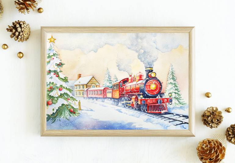 Original Train Painting by Tatiana Repesciuc