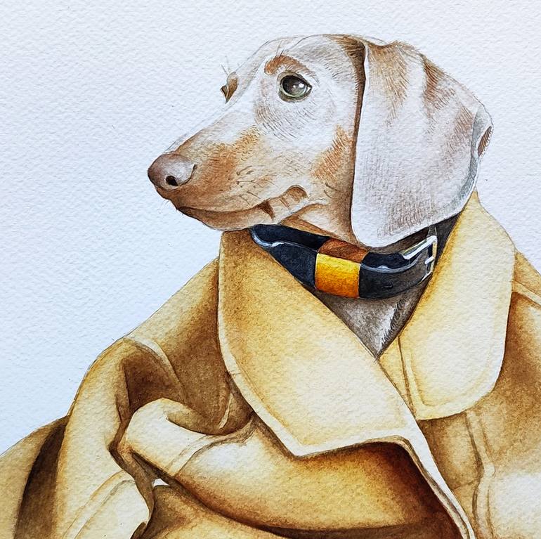 Original Realism Dogs Painting by Tatiana Repesciuc