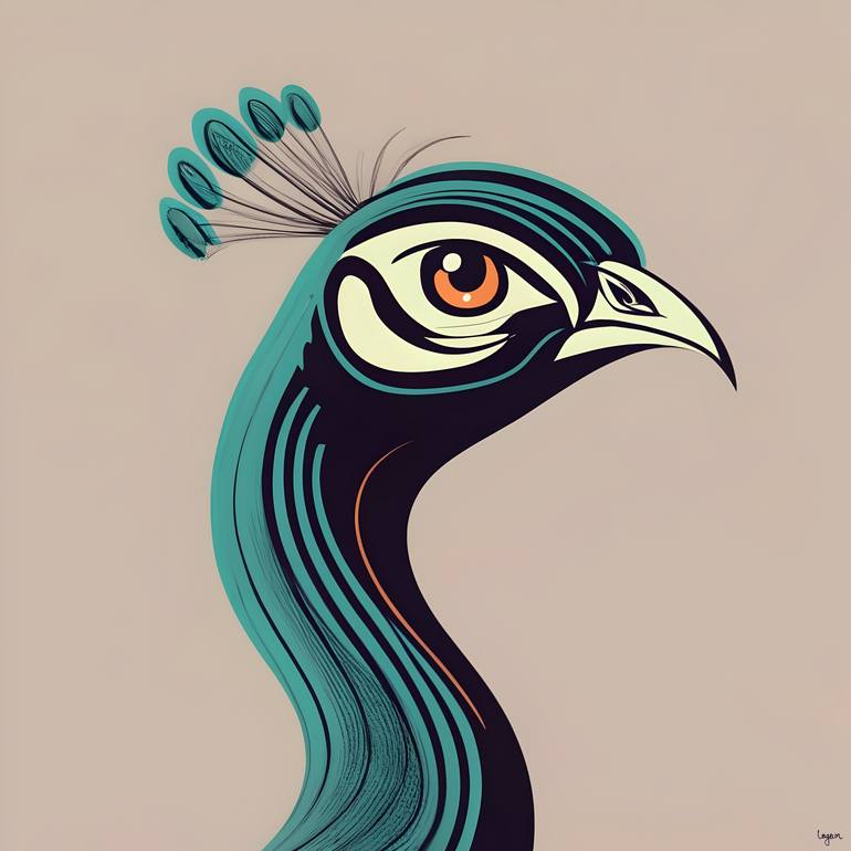 Modern Peacock: A Portrait of Grace - Print