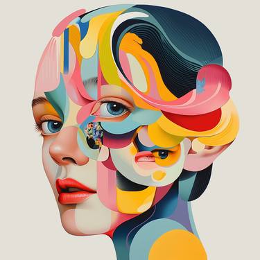 Original Contemporary Abstract Digital by Cre Eight Line