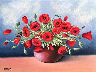 Poppies in a vase thumb