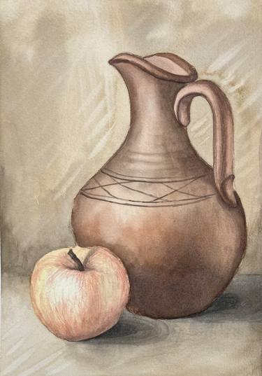 Clay vase and striped apple thumb