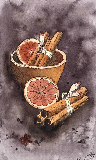 Original Illustration Food & Drink Paintings by Maria Kozyr