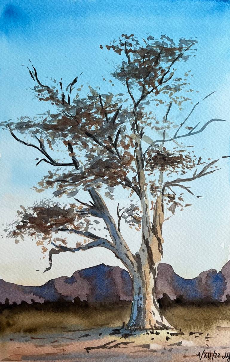 African tree Painting by Maria Kozyr | Saatchi Art Luxembourg