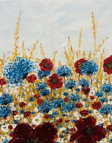 Original Abstract Floral Paintings by Violeta Allaberdieva